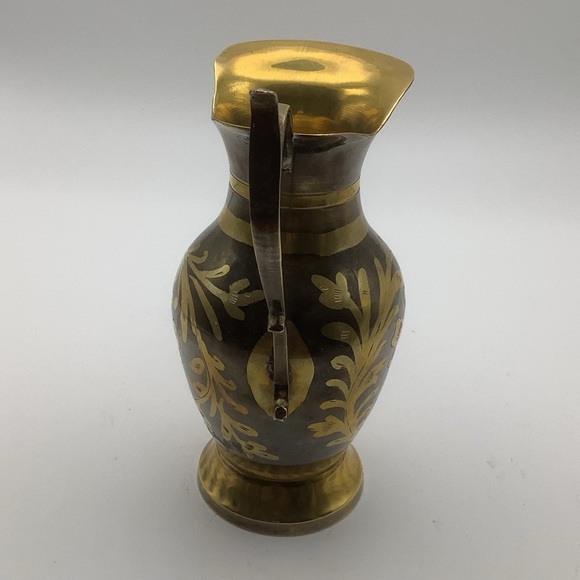 Renco India Etched Flower Brass Vase/Pitcher - Picture 7 of 11